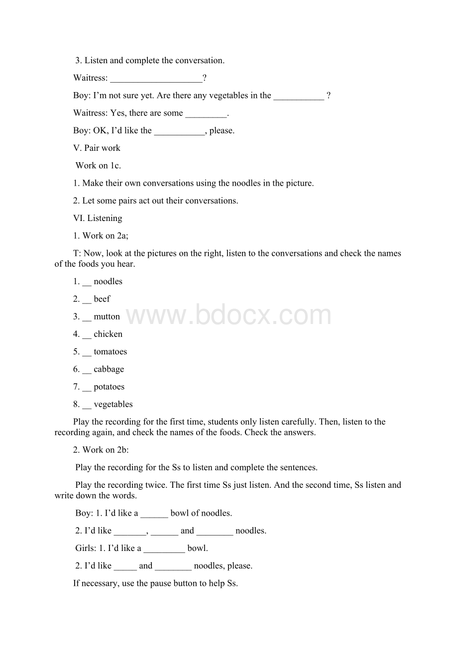 七年级英语下册Unit10Idlikesomenoodles教案新版人教新目标版文档格式.docx_第3页