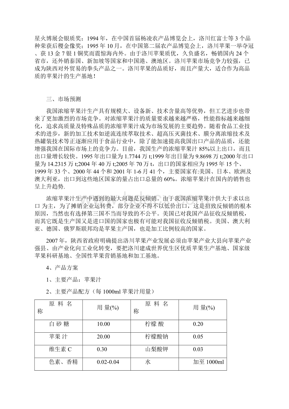 年产600000吨苹果汁发酵工厂设计实现项目建议书Word下载.docx_第2页