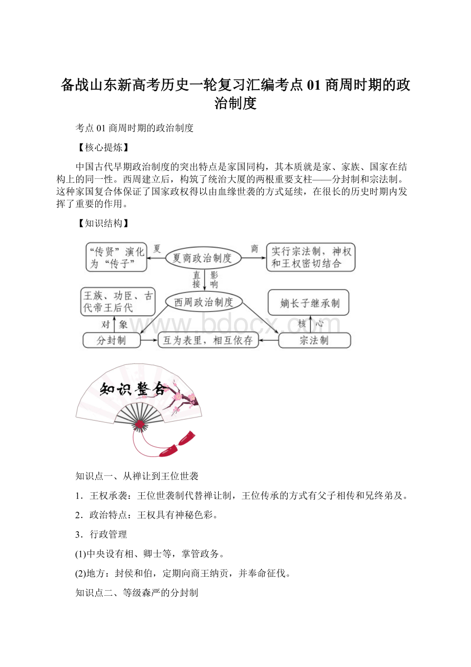 备战山东新高考历史一轮复习汇编考点01 商周时期的政治制度.docx_第1页