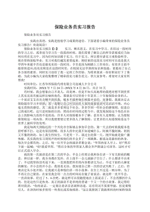 保险业务员实习报告Word文件下载.docx