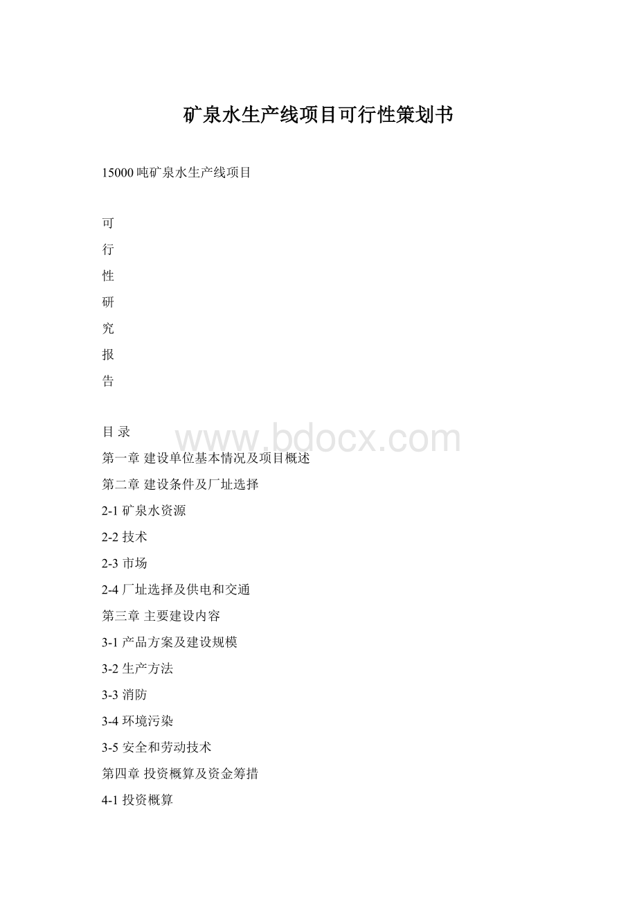 矿泉水生产线项目可行性策划书Word下载.docx_第1页