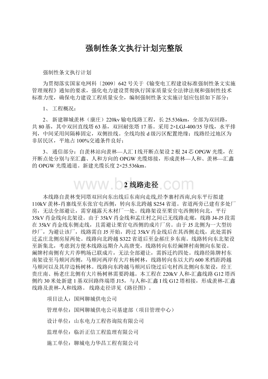 强制性条文执行计划完整版.docx