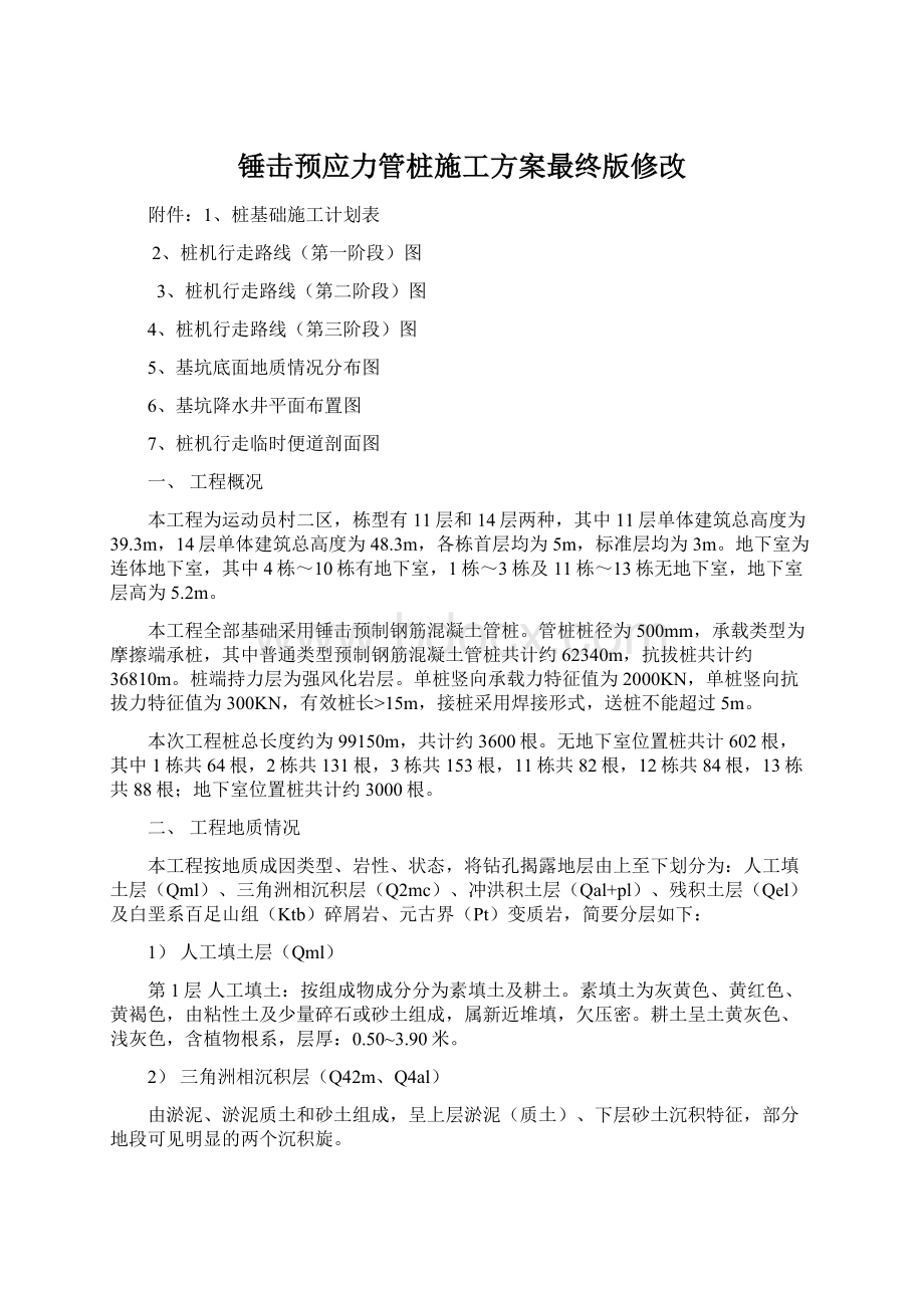 锤击预应力管桩施工方案最终版修改Word下载.docx