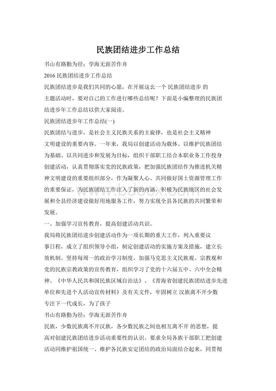 民族团结进步工作总结.docx