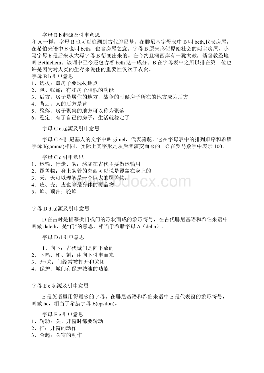 最新二十六个英语字母的起源与含义11Word文档格式.docx_第2页