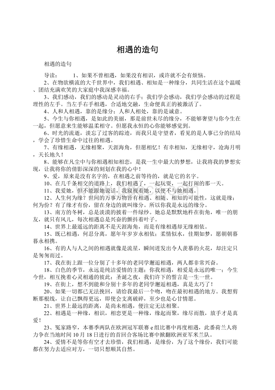 相遇的造句Word格式文档下载.docx