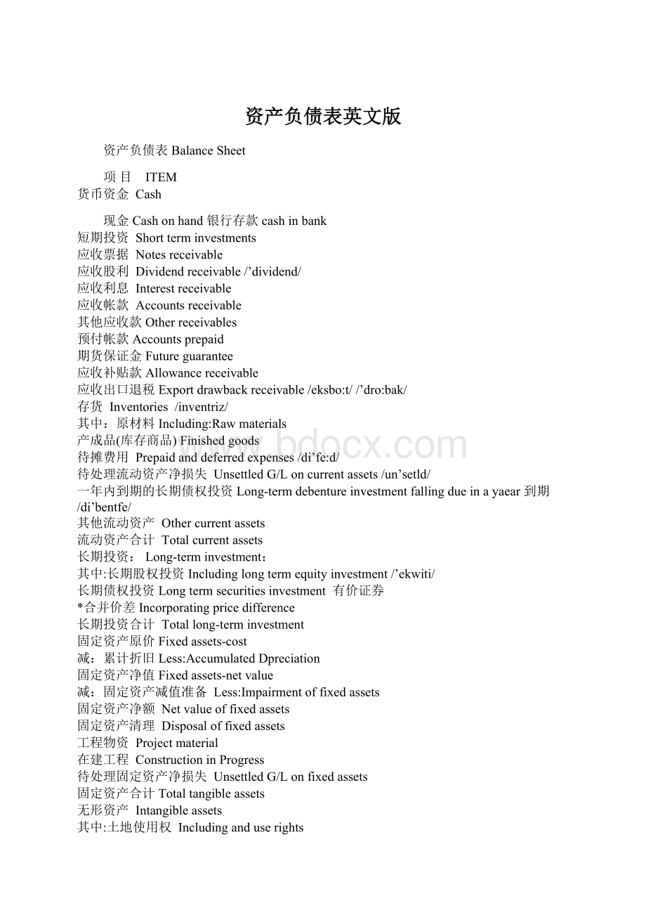 资产负债表英文版.docx_第1页