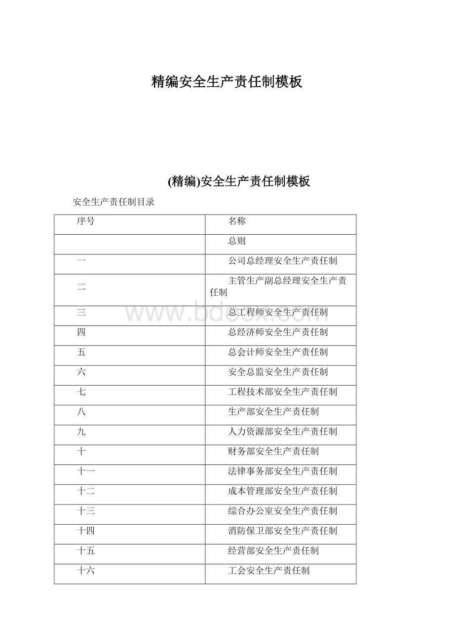 精编安全生产责任制模板.docx_第1页