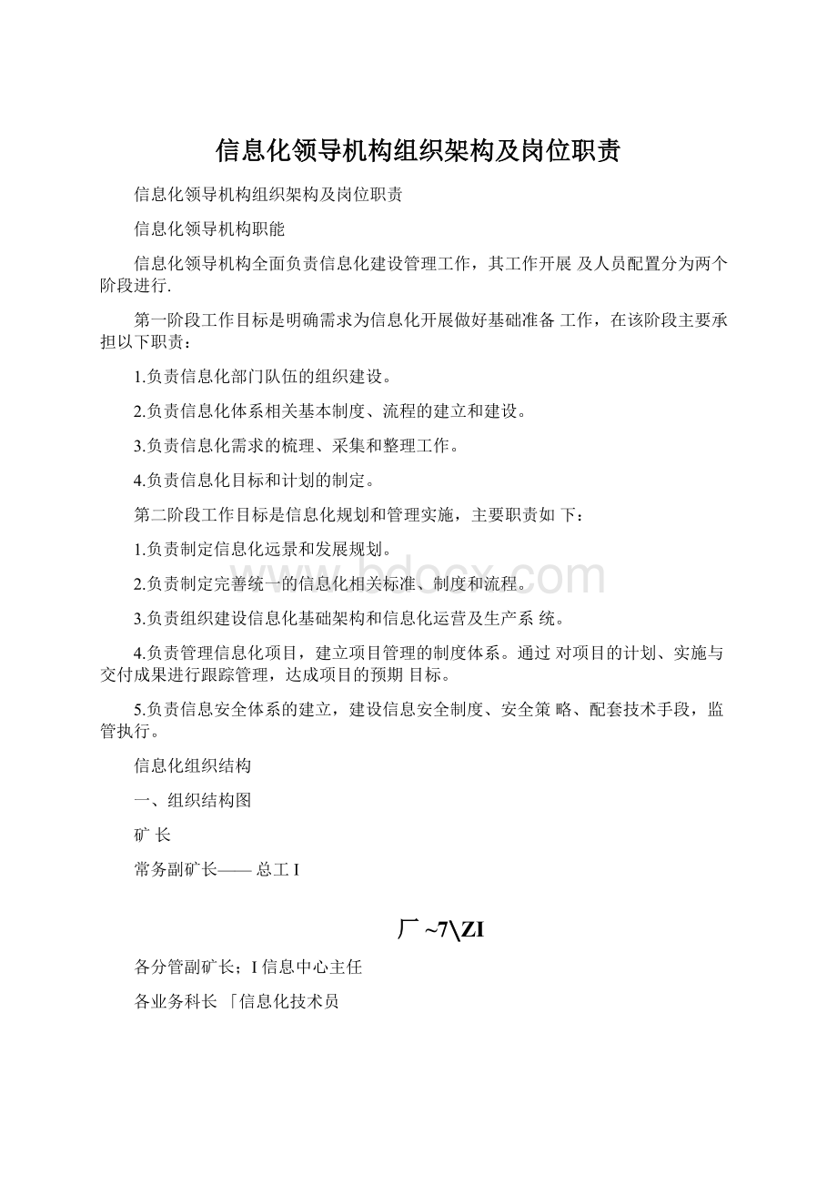 信息化领导机构组织架构及岗位职责Word文档格式.docx