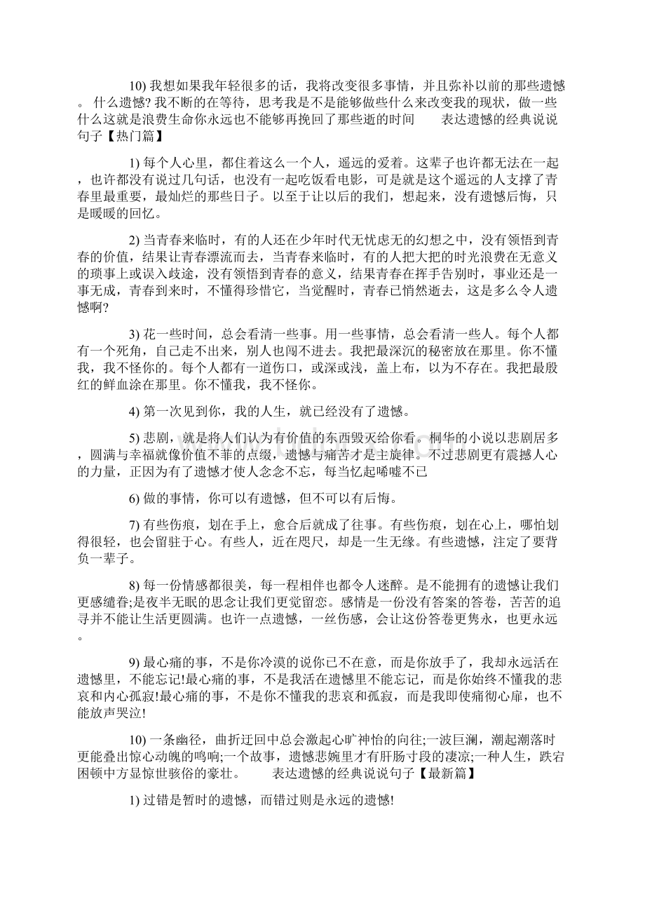 表达遗憾的经典心情说说句子表达错过的遗憾的句子Word格式文档下载.docx_第2页