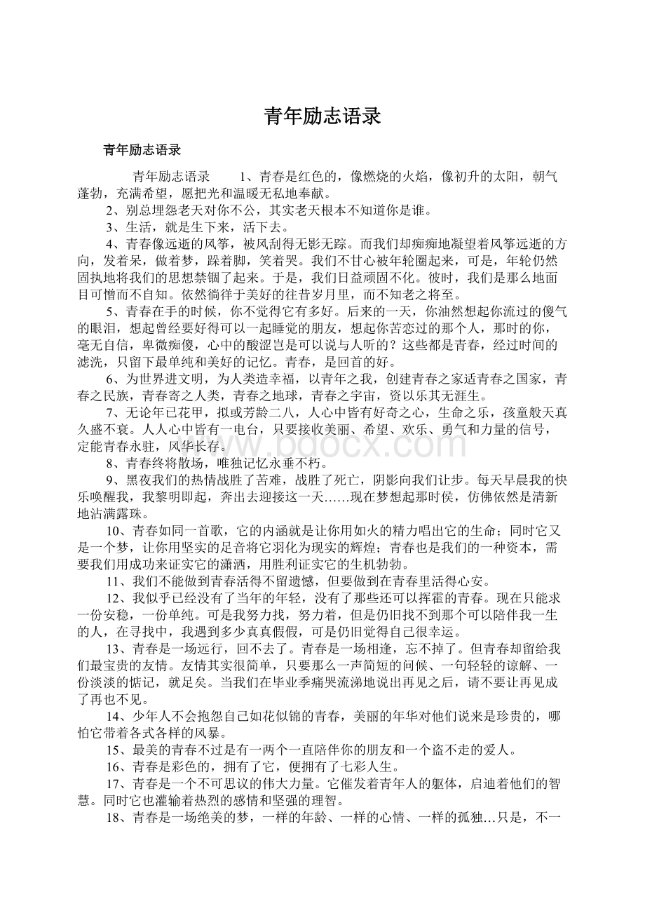 青年励志语录Word格式文档下载.docx_第1页