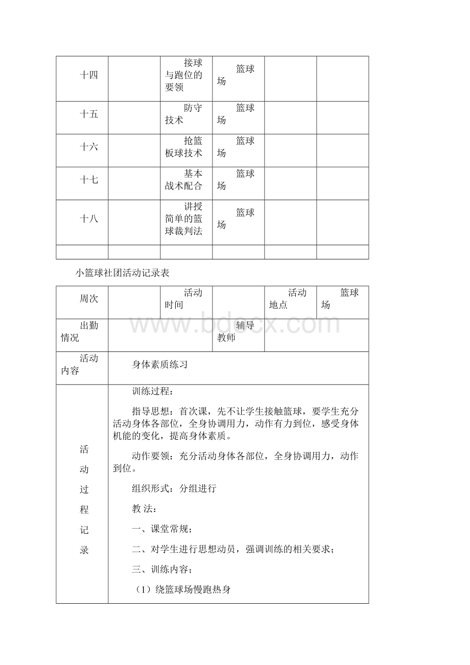 小篮球社团活动进度表过程记录表活动过程教案.docx_第3页