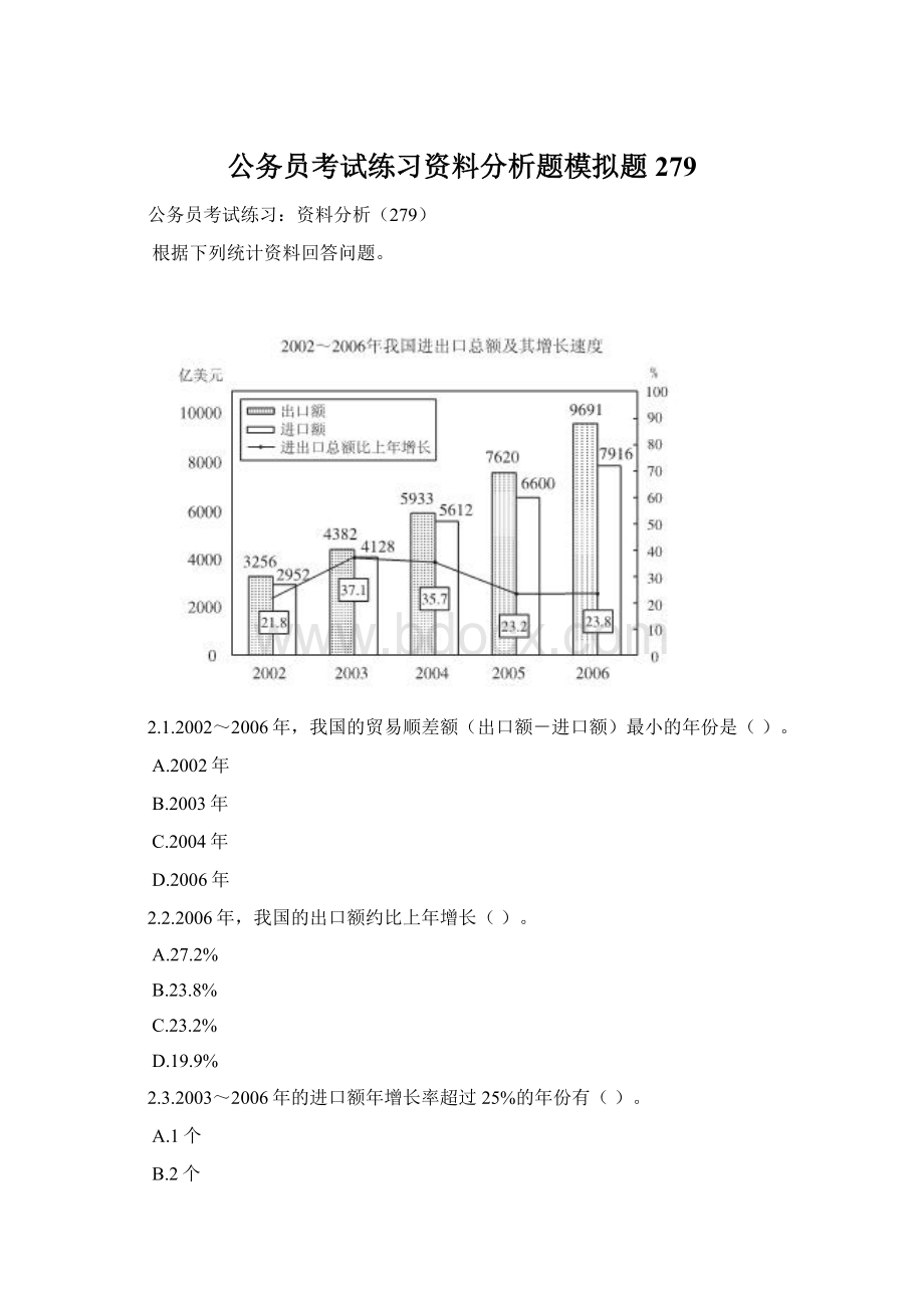 公务员考试练习资料分析题模拟题279.docx