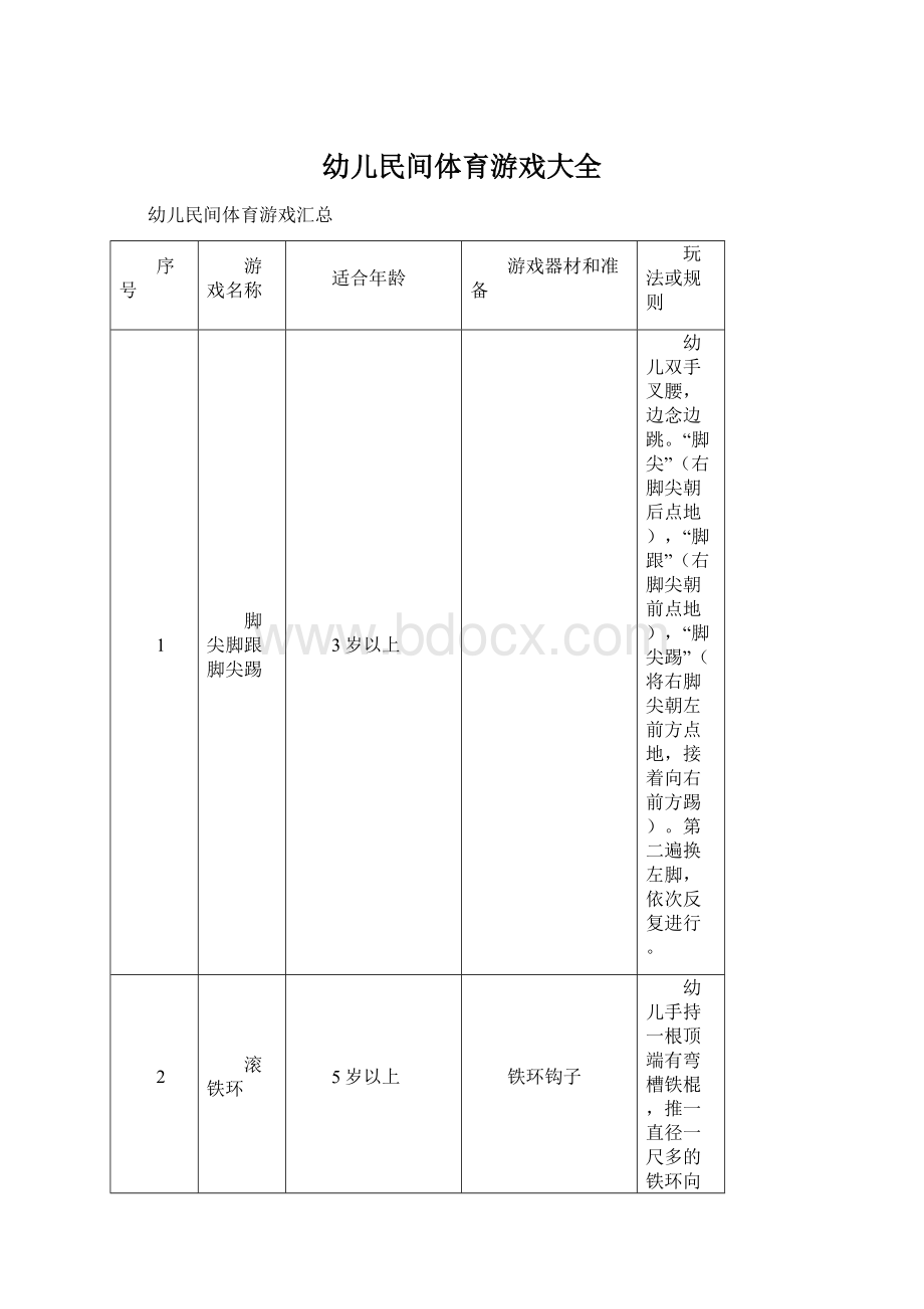 幼儿民间体育游戏大全文档格式.docx