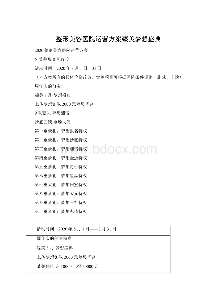 整形美容医院运营方案臻美梦想盛典.docx