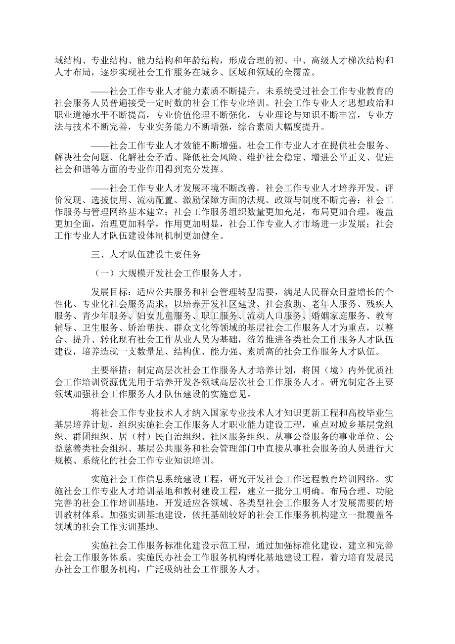 社会工作专业人才队伍建设中长期规划docWord格式文档下载.docx_第3页