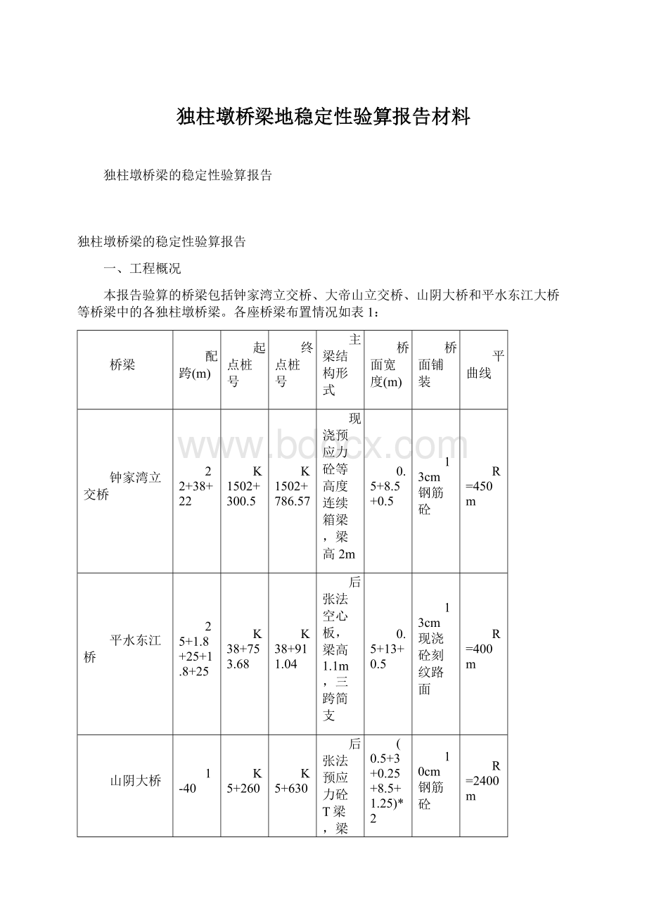 独柱墩桥梁地稳定性验算报告材料.docx