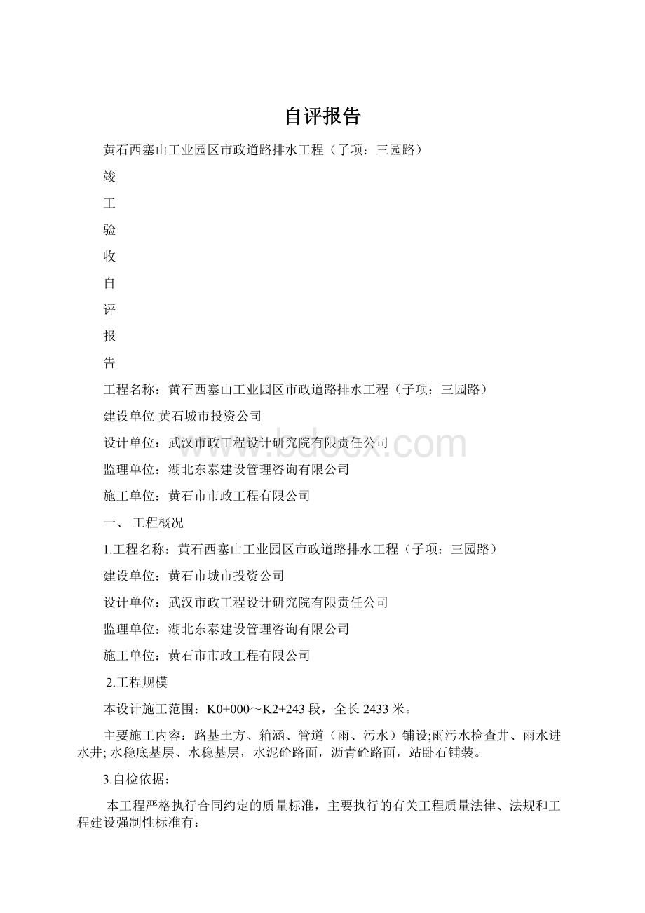 自评报告Word格式文档下载.docx