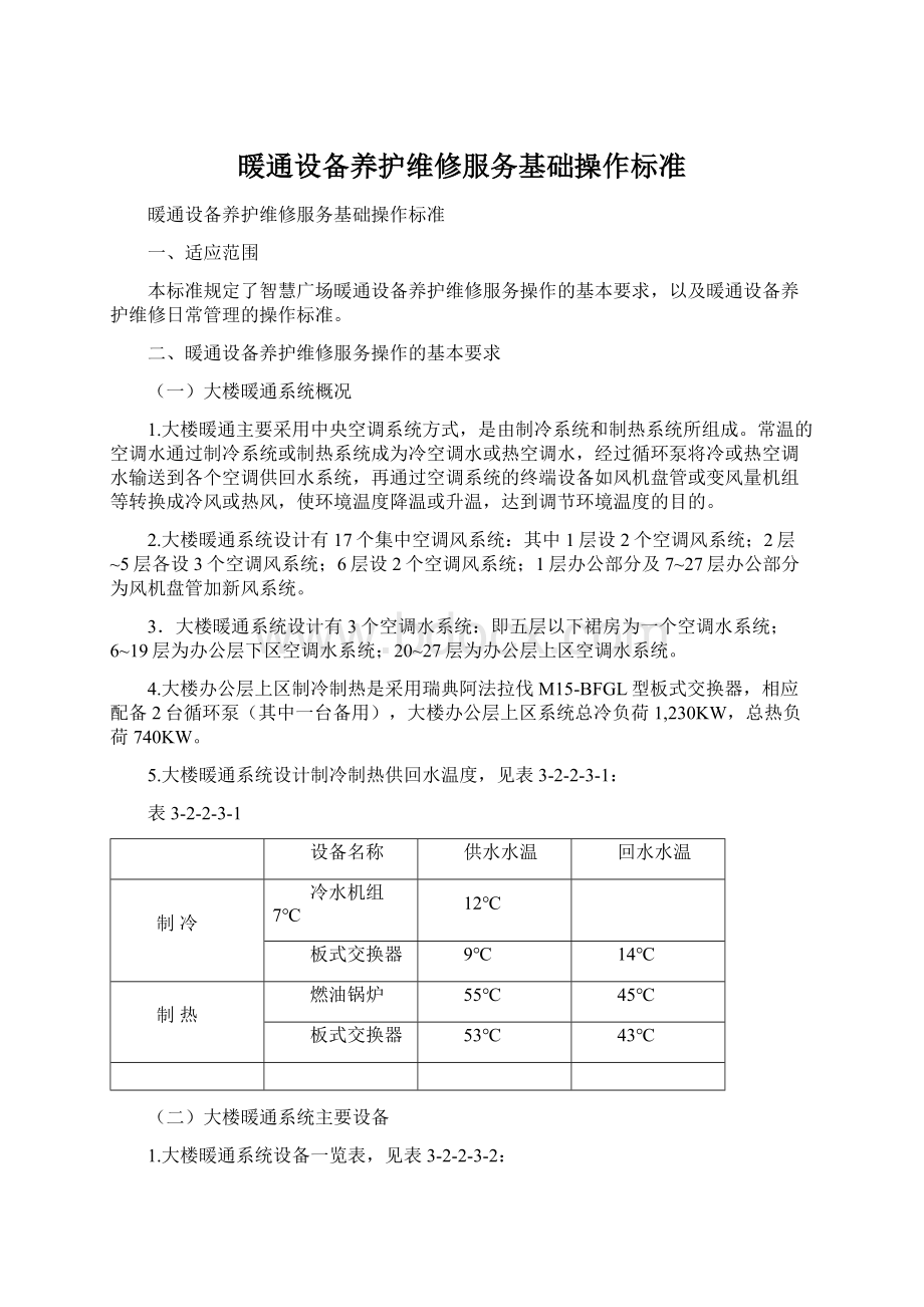 暖通设备养护维修服务基础操作标准.docx_第1页