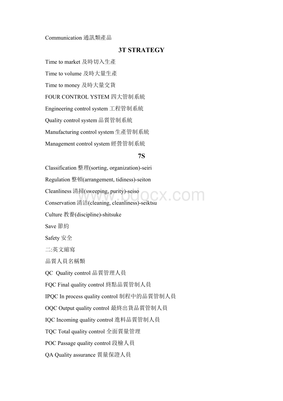 制造业各部门最完整版常用英语含不良状况英文Word文档格式.docx_第2页