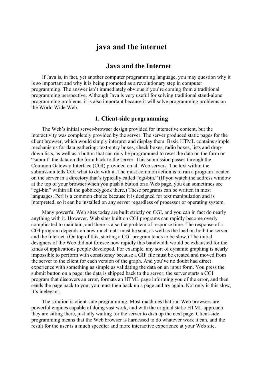 java and the internetWord格式文档下载.docx_第1页