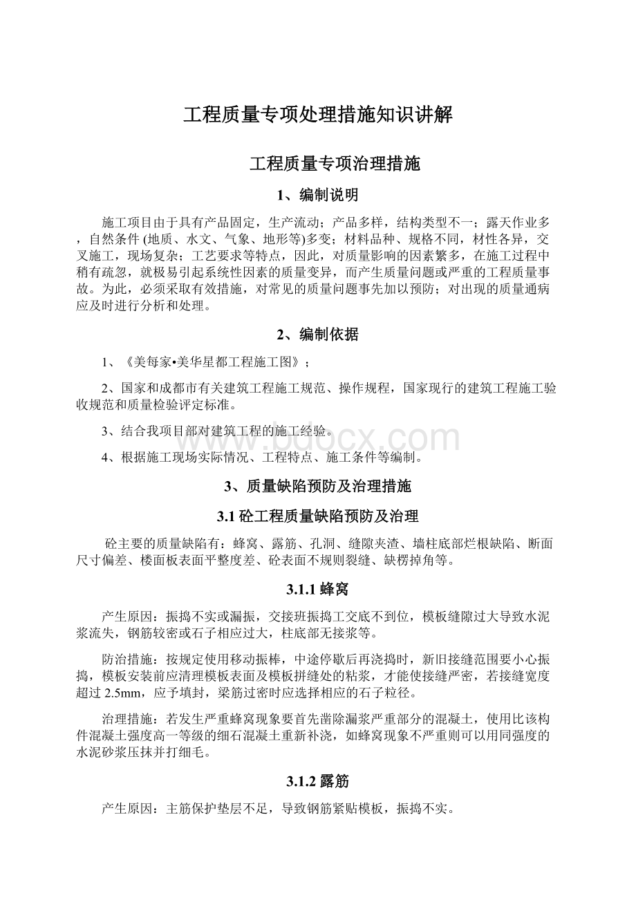 工程质量专项处理措施知识讲解.docx_第1页