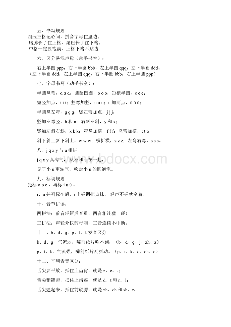 实用文档之学习拼音字母口诀非常完整的.docx_第2页