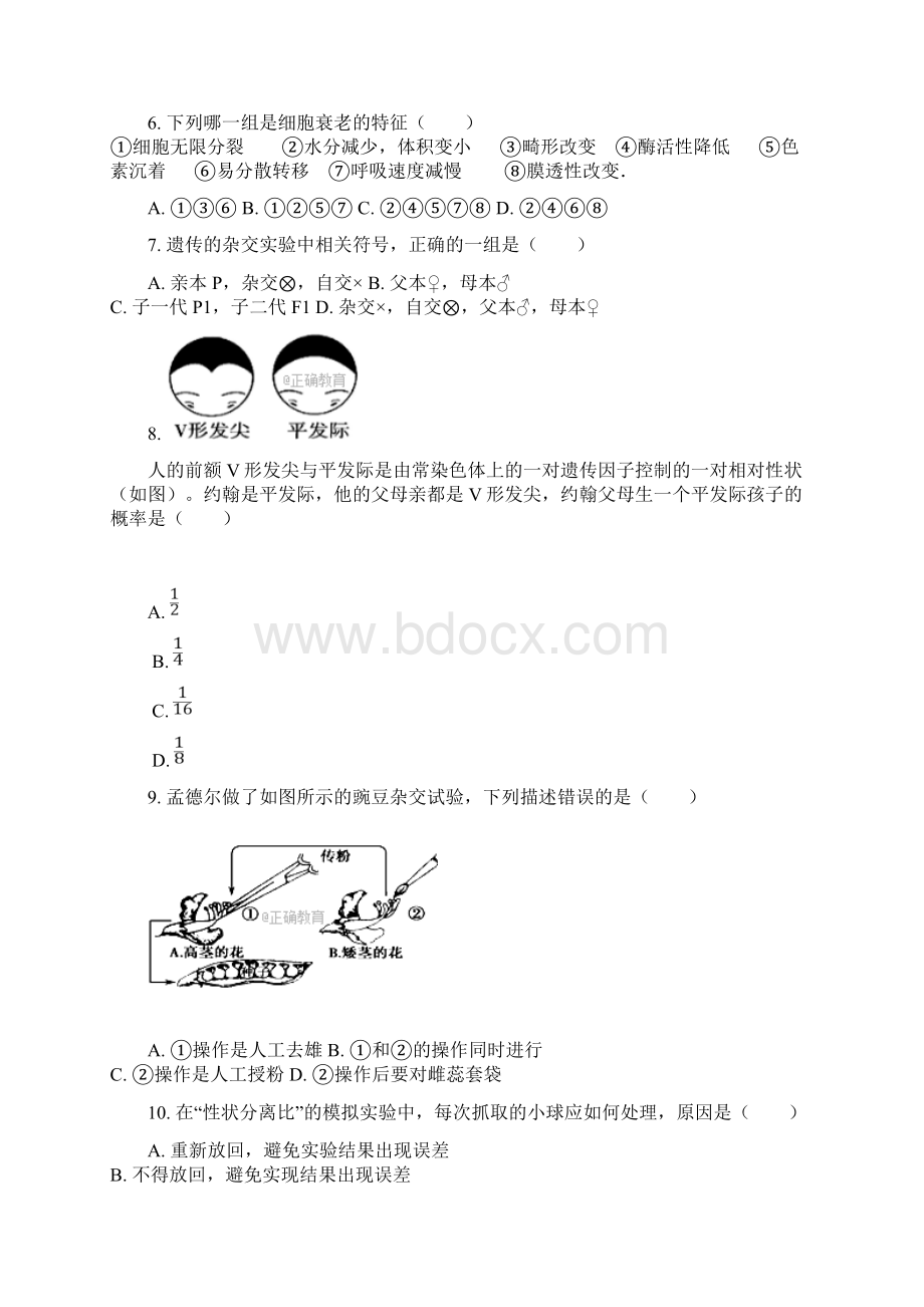 四川省德阳五中学年高一生物下学期期中试题含参考答案Word下载.docx_第2页