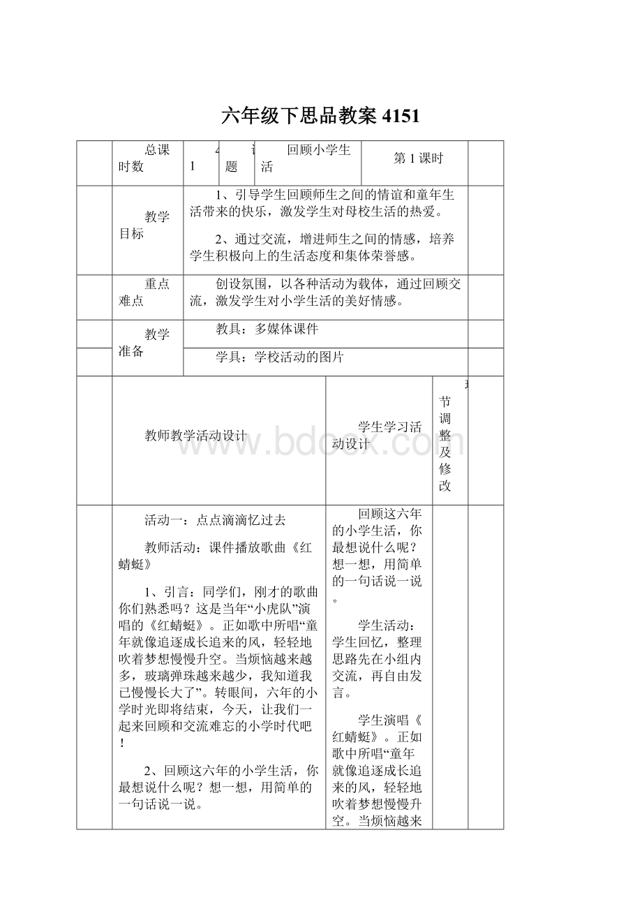 六年级下思品教案4151文档格式.docx