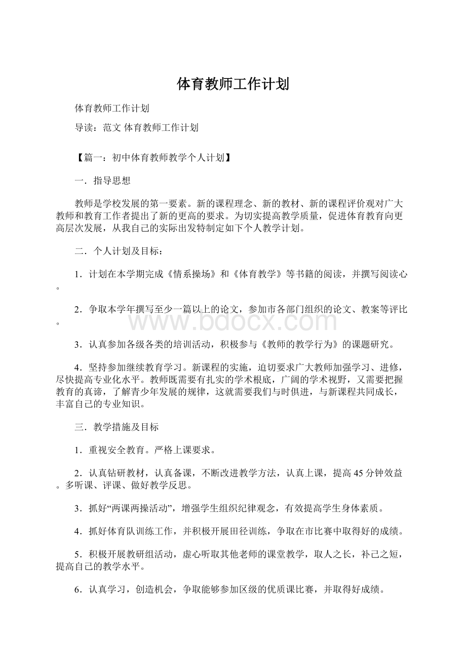 体育教师工作计划.docx