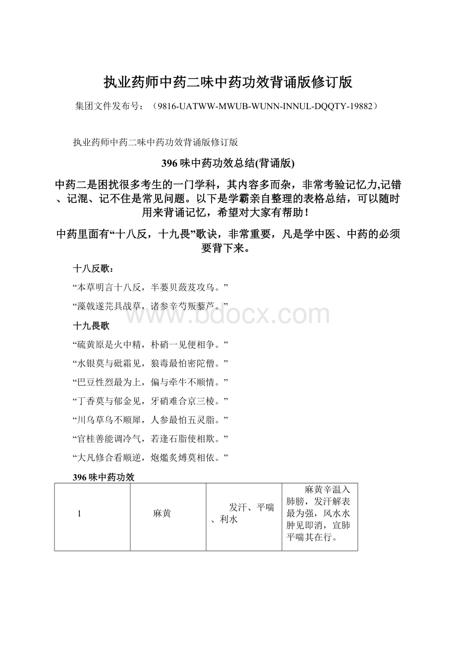 执业药师中药二味中药功效背诵版修订版.docx