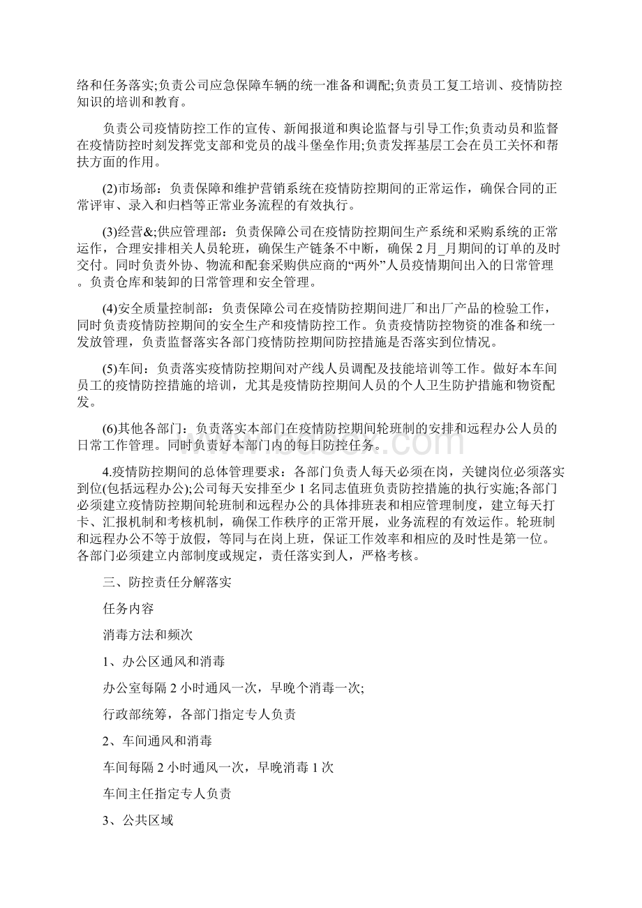 疫情防控工作方案模板疫情防控复工工作方案范文Word格式.docx_第2页