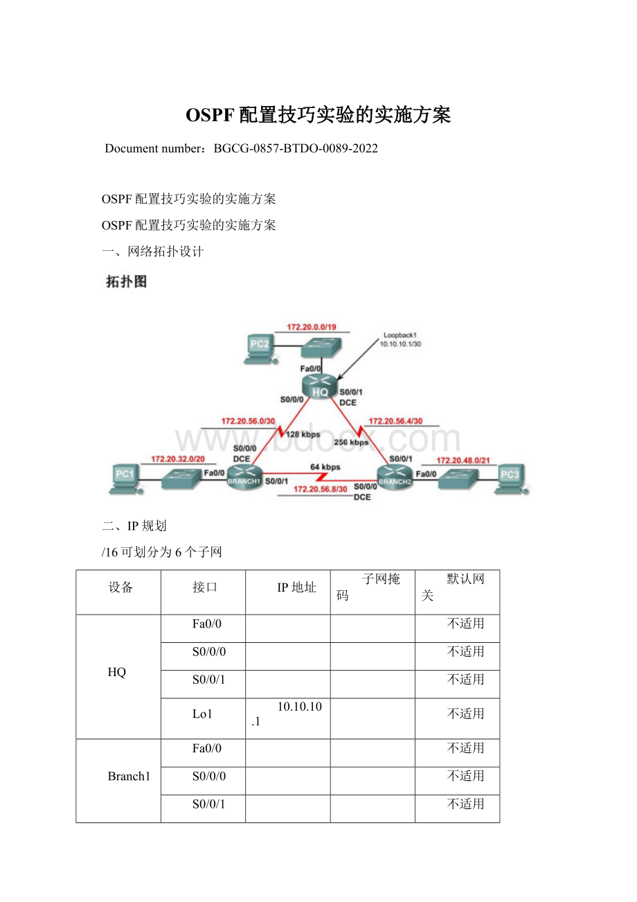 OSPF配置技巧实验的实施方案Word文件下载.docx