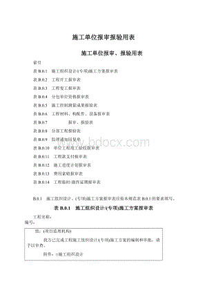 施工单位报审报验用表Word下载.docx