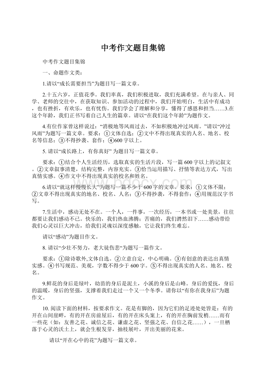 中考作文题目集锦.docx