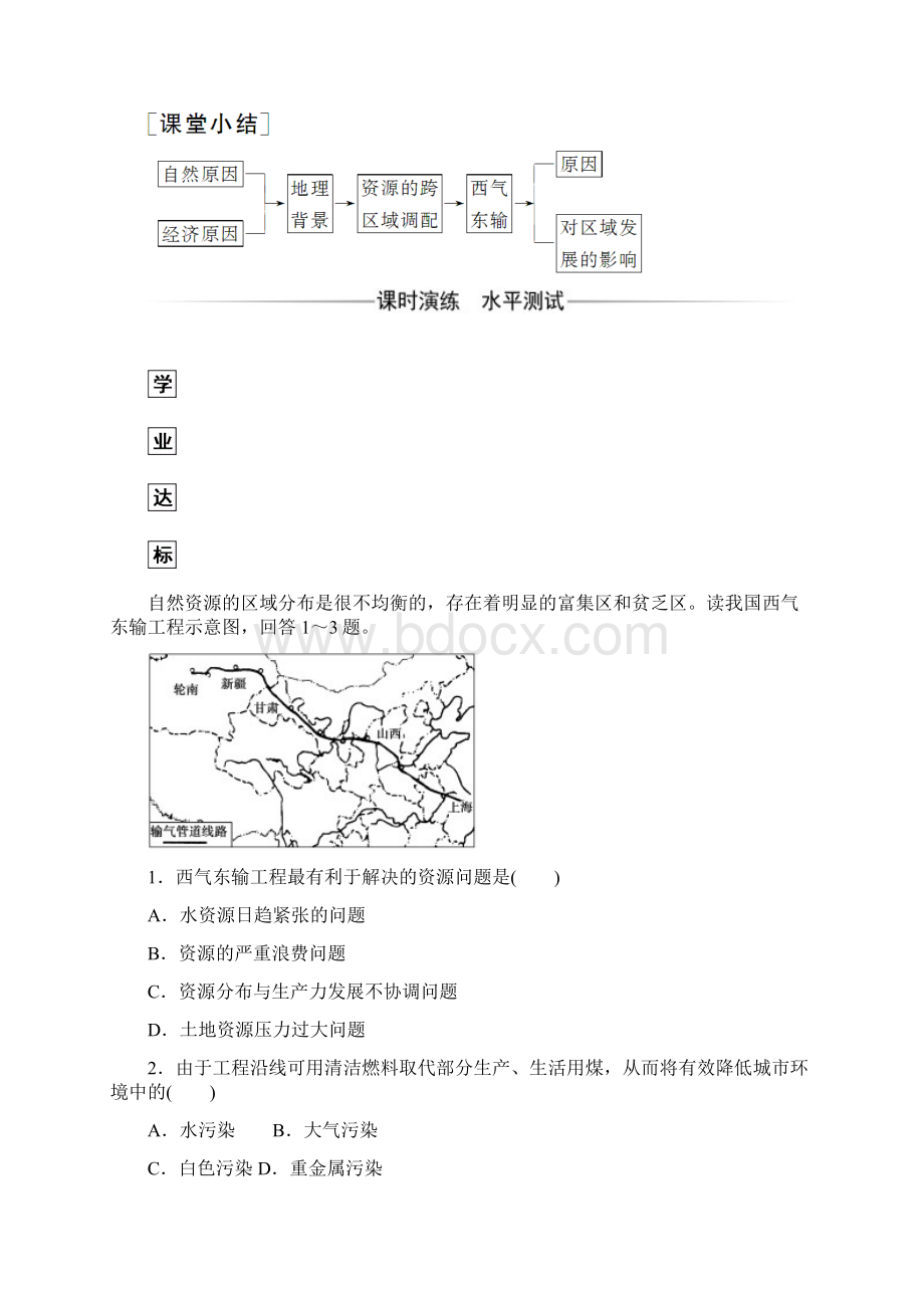 学年高中地理必修三练习第五章第一节资源的跨区域调配以我国西气东输为例 Word版含答案文档格式.docx_第2页