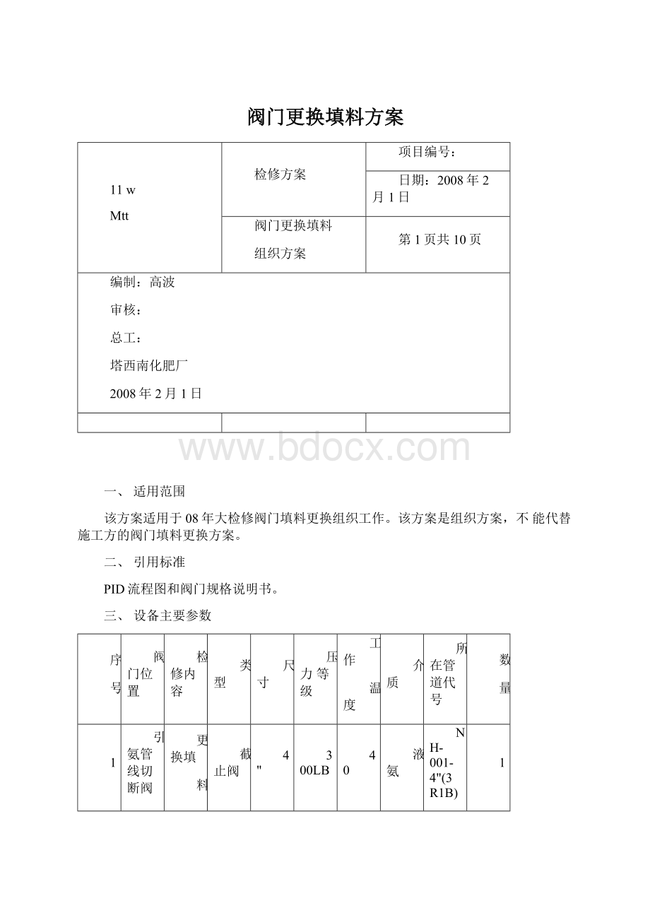 阀门更换填料方案Word文件下载.docx