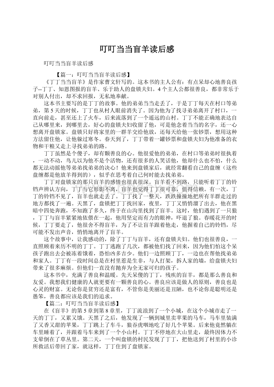 叮叮当当盲羊读后感Word文档格式.docx_第1页