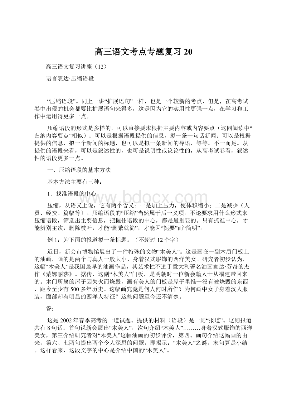 高三语文考点专题复习20.docx