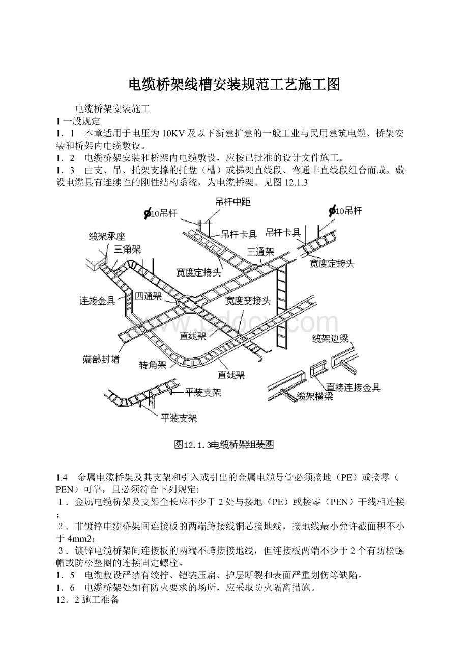 电缆桥架线槽安装规范工艺施工图.docx_第1页