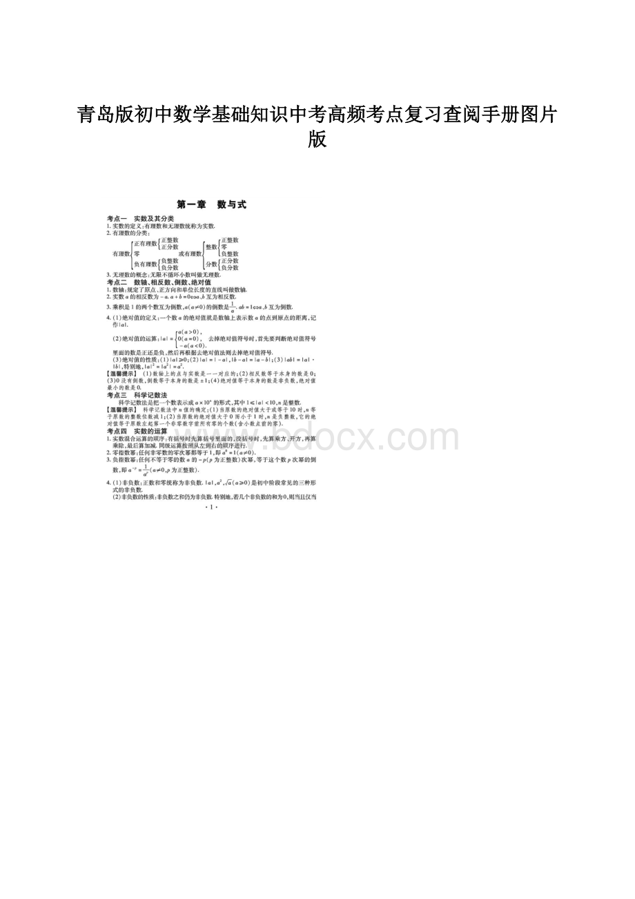 青岛版初中数学基础知识中考高频考点复习查阅手册图片版.docx_第1页