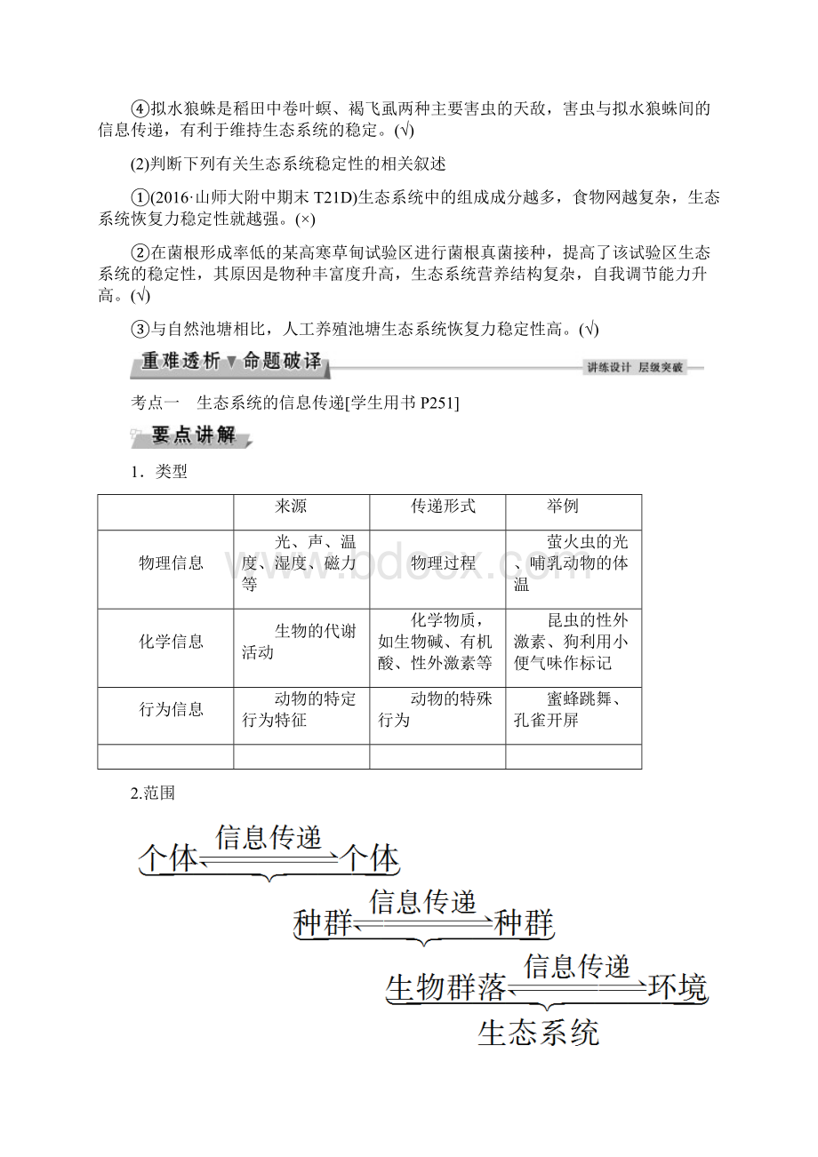 优化方案版高考生物大一轮复习 第九单元 生物与环境 第35讲 生态系统的信息传递和稳定性讲义Word文档格式.docx_第3页