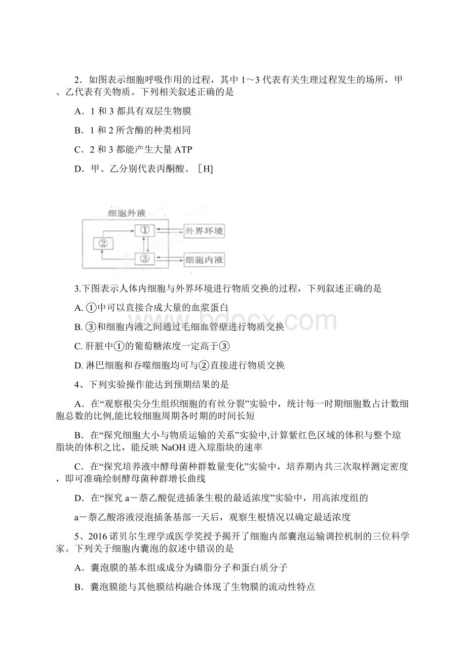 南溪区高三理综月考试题无答案整理.docx_第2页