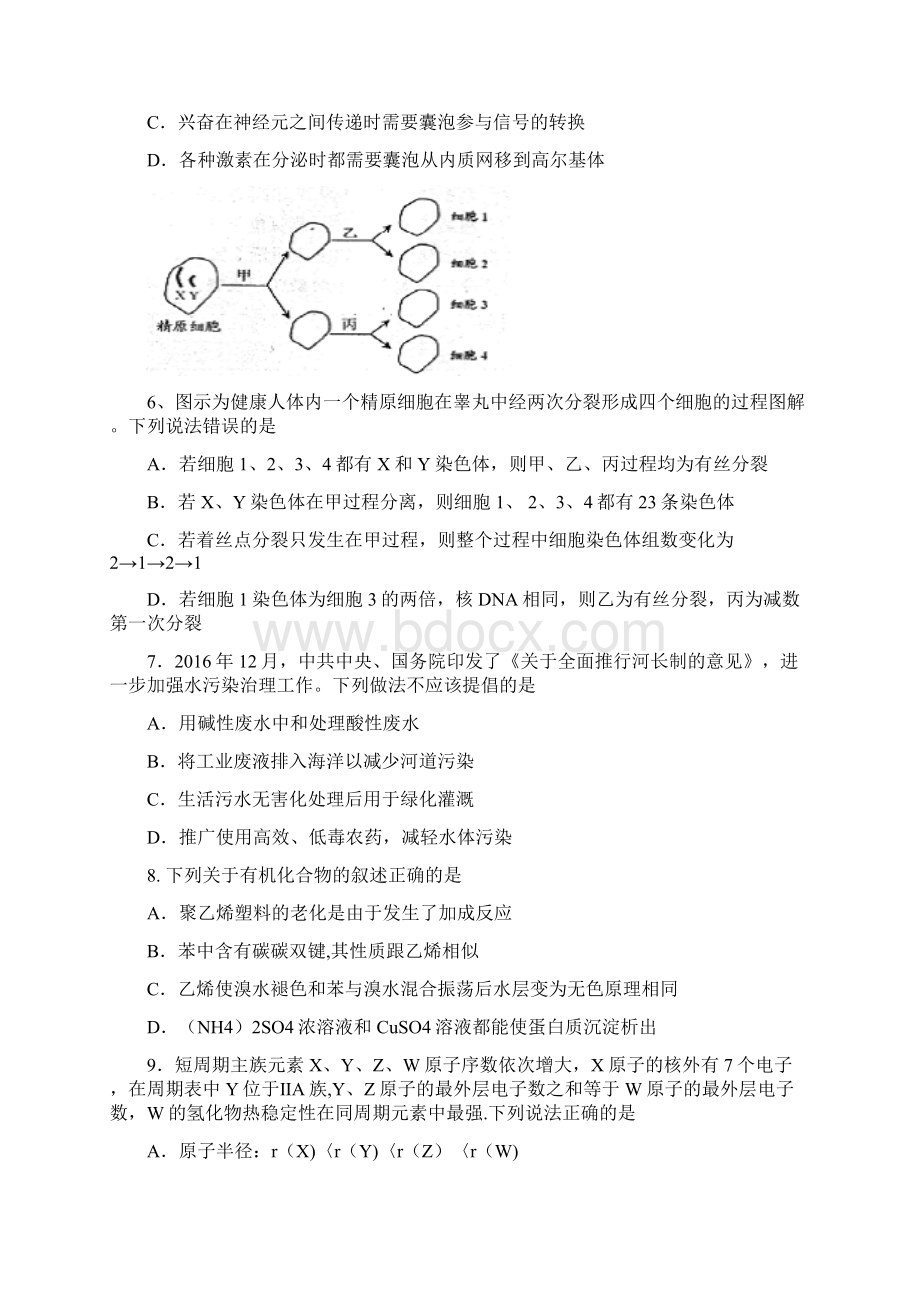 南溪区高三理综月考试题无答案整理.docx_第3页