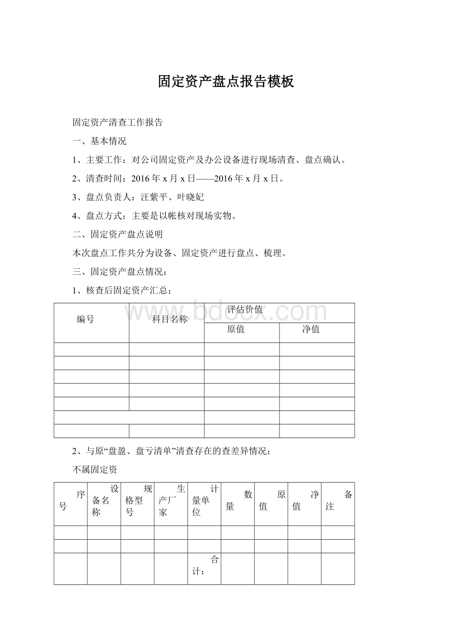 固定资产盘点报告模板.docx_第1页