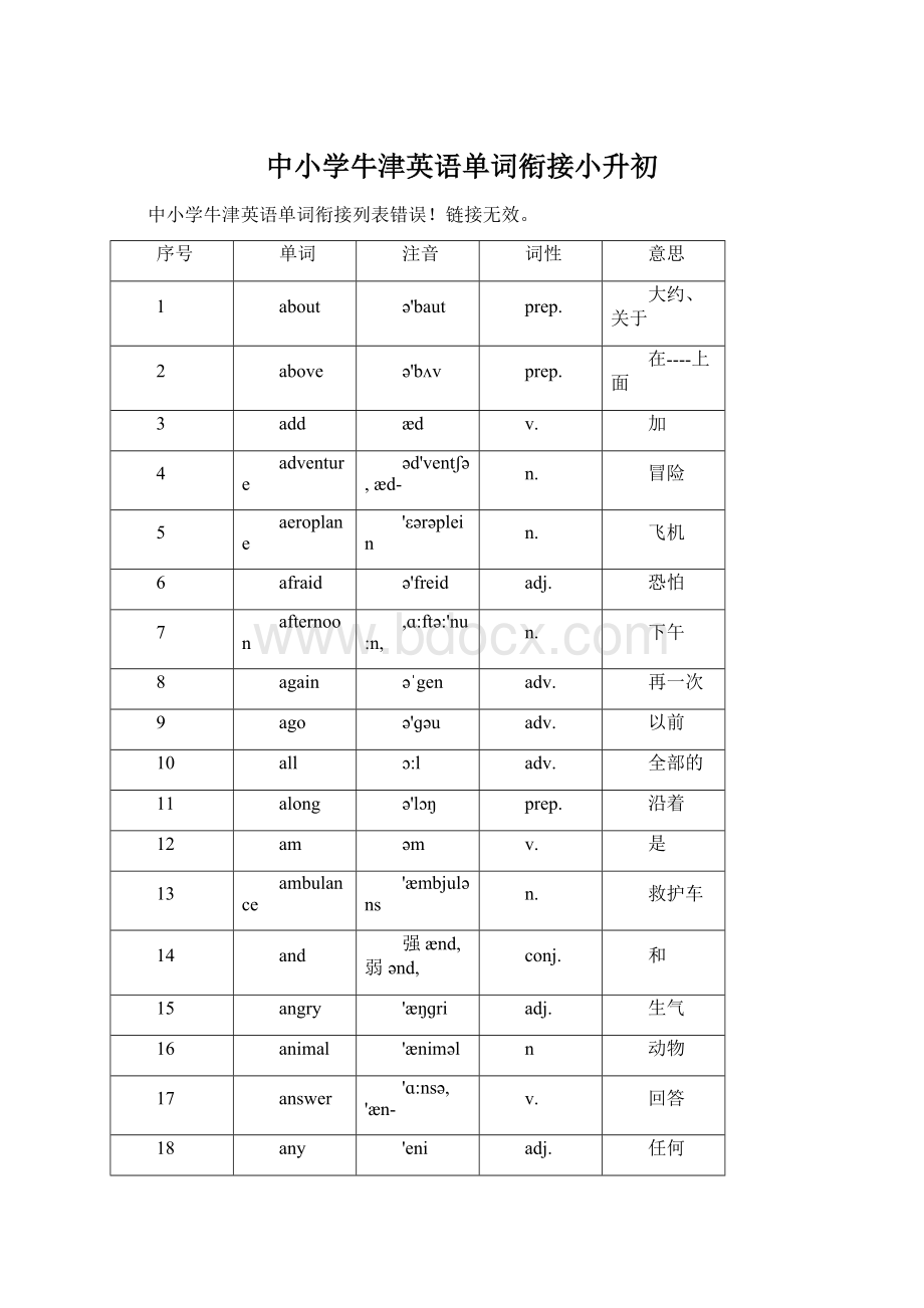 中小学牛津英语单词衔接小升初.docx