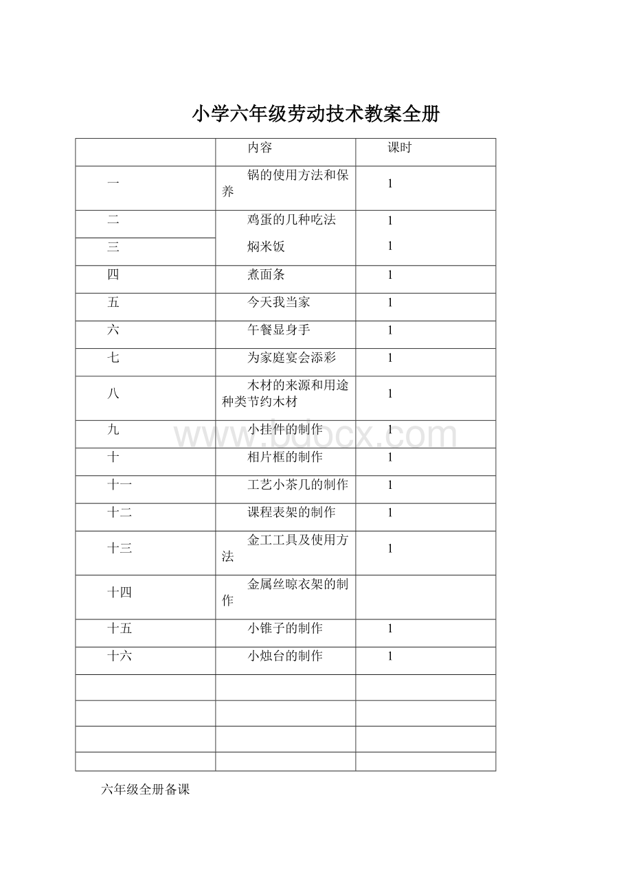 小学六年级劳动技术教案全册.docx