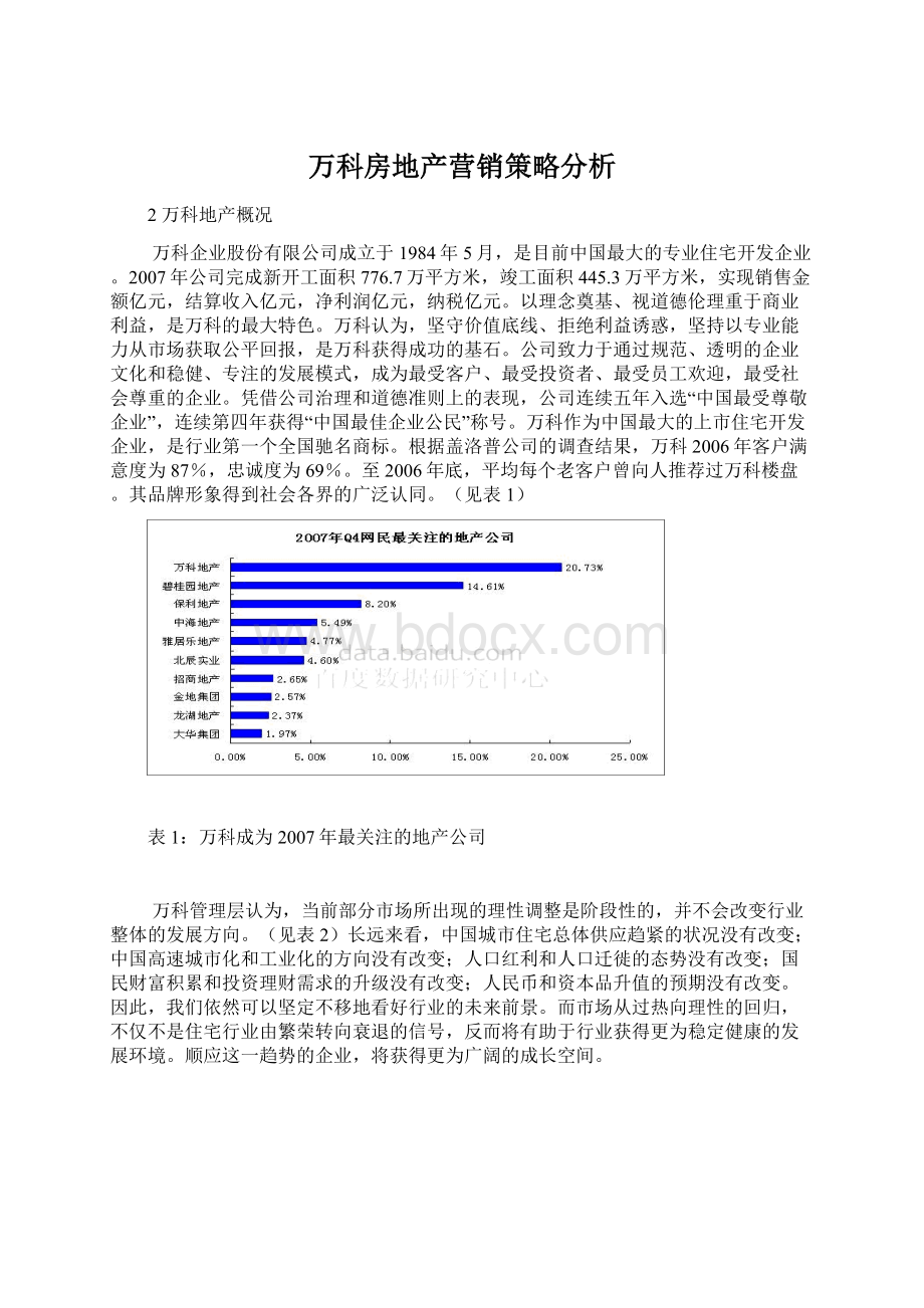 万科房地产营销策略分析Word文档下载推荐.docx_第1页