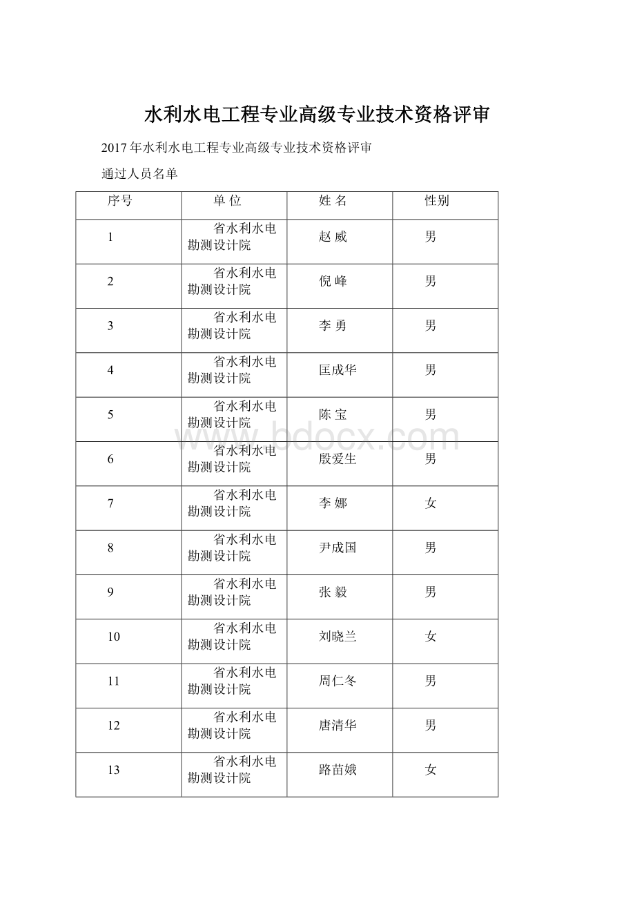 水利水电工程专业高级专业技术资格评审文档格式.docx