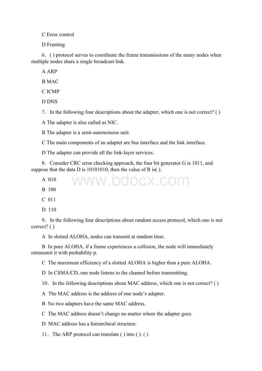 计算机网络英语期末复习试题及答案Word格式.docx_第2页